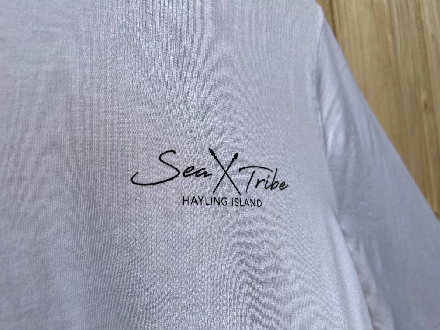 Long Sleeve White T-Shirt Sun Sand Surf