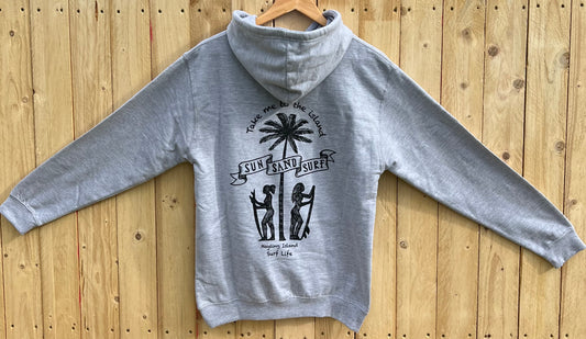 Grey Hoody Sun Sand Surf Design