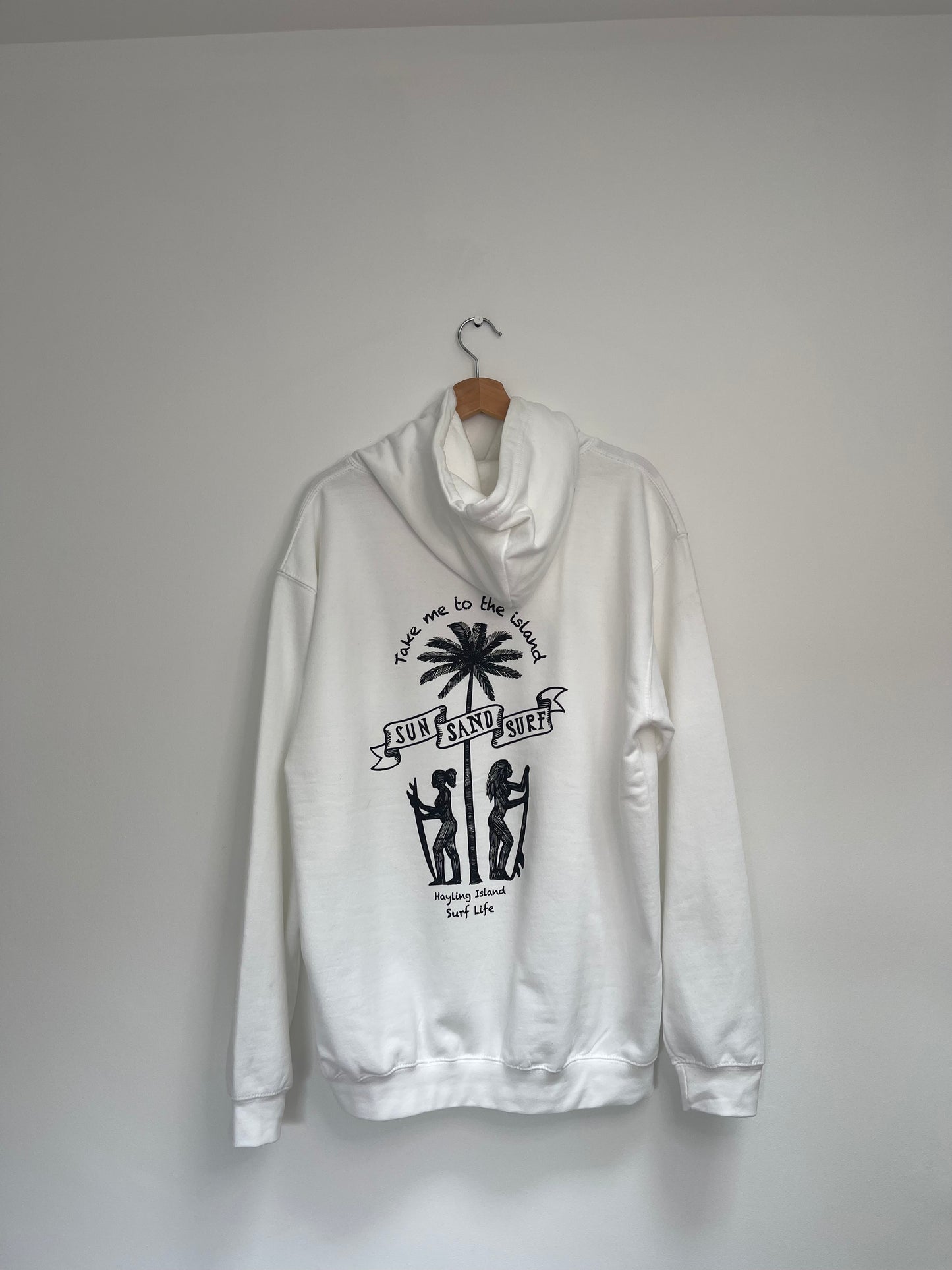 White Hoody Sun Sand Surf Design